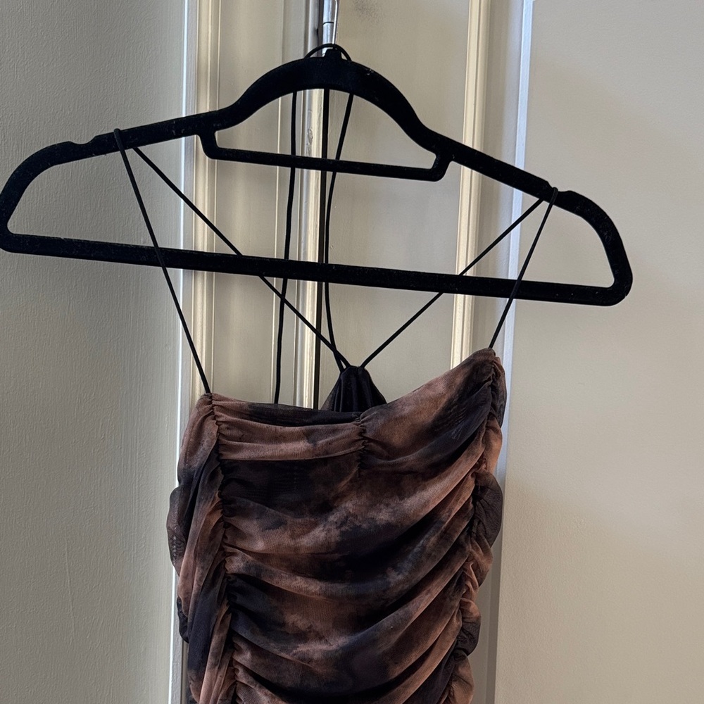 H&M Brown Ruched Mini Dress - Picture 2 of 4